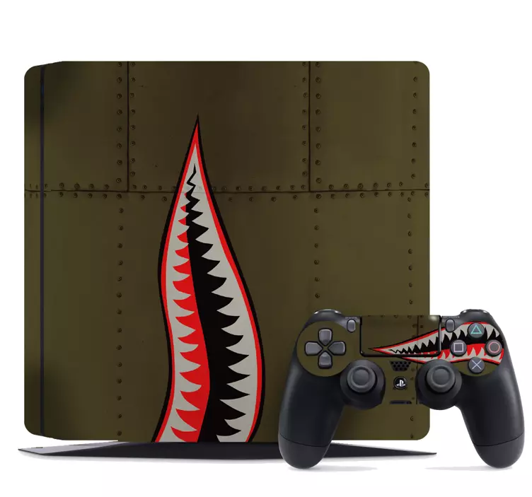 žraločí zuby plane art ps4 kůže samolepka - TenStickers