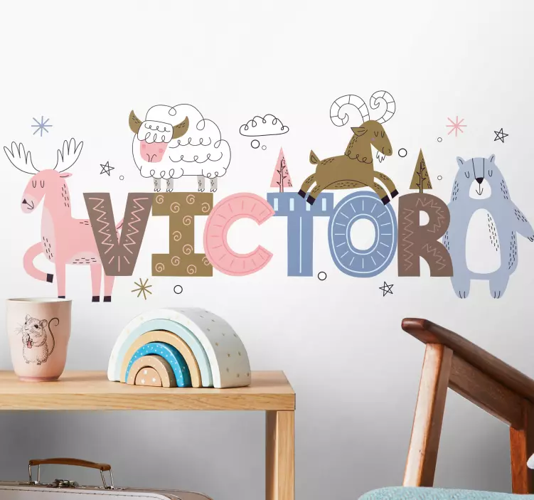 Zvířata se jménem samolepka pro děti - TenStickers
