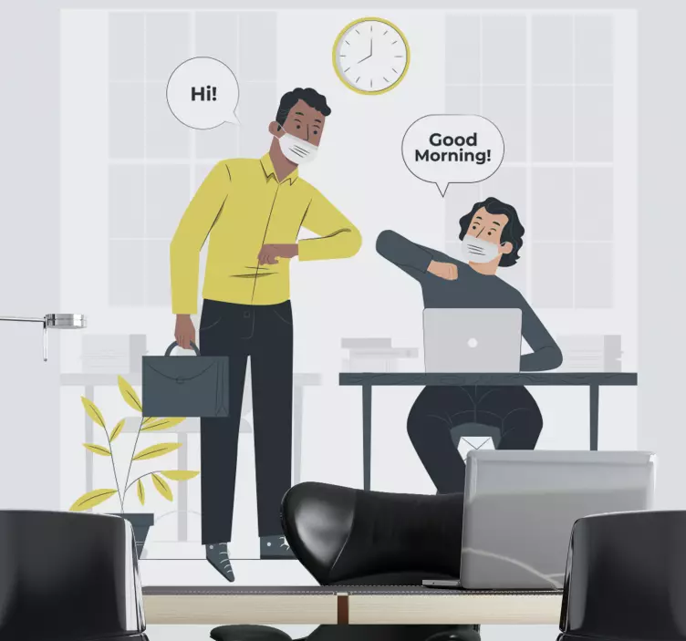 Zvířecí nálepka ranní pozdravy do kanceláře - TenStickers