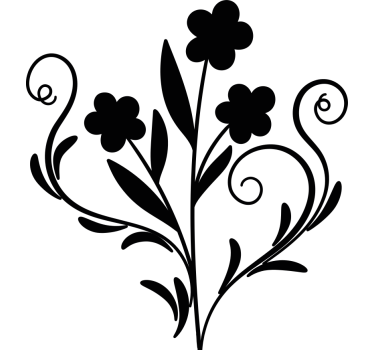 Elegantní květinová silueta Nábytek nálepka - TenStickers