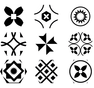 černá a bílá šestiúhelníky vinyl podlahové dlaždice - TenStickers