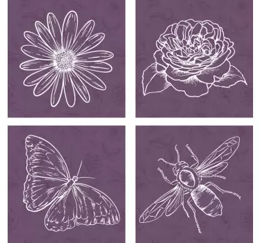Ročník botanický vzor dlaždice přenos dlaždic - TenStickers