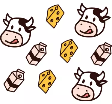 Kresby nálepky na mléko krávy a sýry - TenStickers