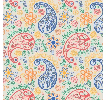 Barevné paisley lednička zábal - TenStickers
