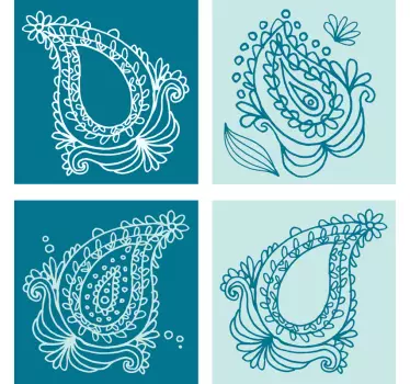 Obtisk obtisku s květinovým vzorem paisley - TenStickers