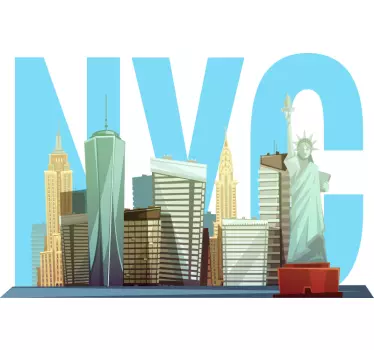 Karikatura nyc skyline new york samolepka na zeď - TenStickers