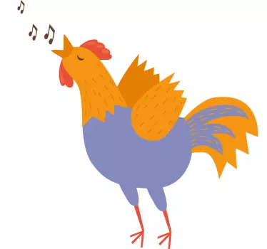 Roztomilý kreslený kohout pták nálepka - TenStickers