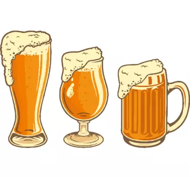 Pivo různé velikosti sklenice nápoj samolepka na zeď - TenStickers