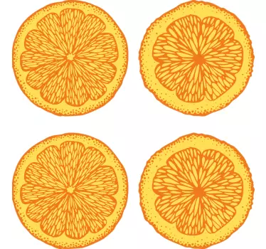 Oranžová ruční kresba samolepek na balení ovoce na zeď - TenStickers