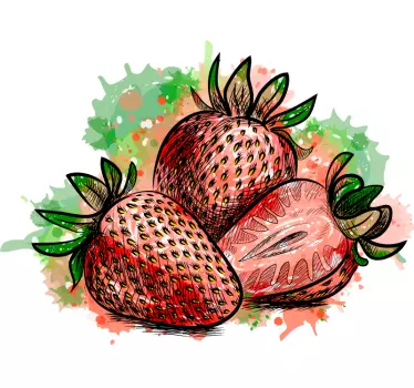 Jahodový úvodní ovocný samolepka na zeď - TenStickers