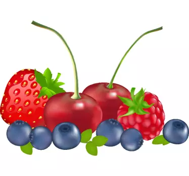 3 ovoce na barevném pozadí ovocná samolepka na zeď - TenStickers