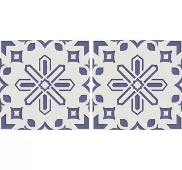 Roztomilé modré a bílé cementové dlaždice vzory tapety obtisk - TenStickers