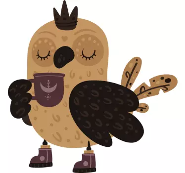 Královská sova s kuchyňskými nálepkami na hrnek na kávu - TenStickers