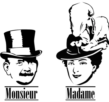 Francouzský monsieur a madame wall sticker - TenStickers