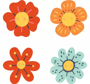 Retro květiny Auto nálepka - TenStickers