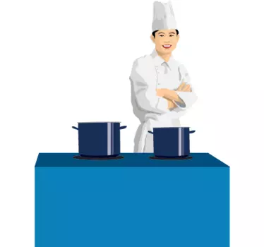 Asijský šéfkuchař kuchyně obtisk - TenStickers