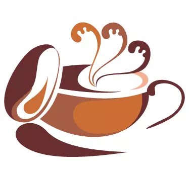 Stylový šálek kávy ilustrace obtisk - TenStickers