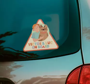 Dítě a pes na palubě Auto nálepka - TenStickers