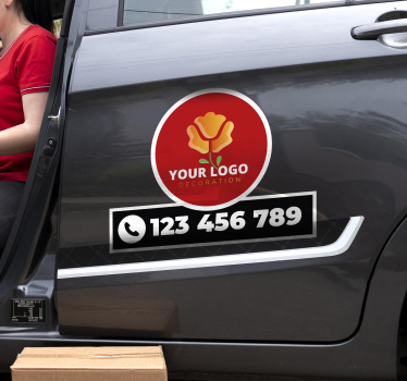 Personalizované logo a telefonní číslo samolepka na auto - TenStickers