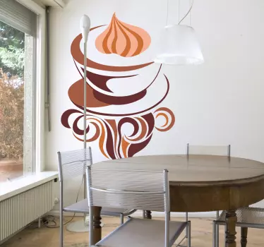 Cappuccino káva ilustrace nálepka na zeď - TenStickers