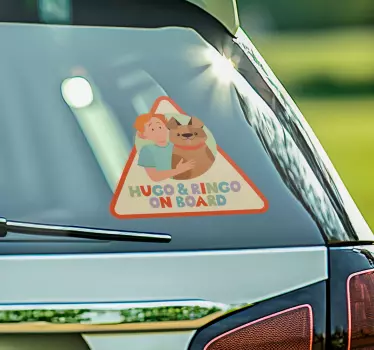 Dítě a pes na palubě Auto nálepka - TenStickers