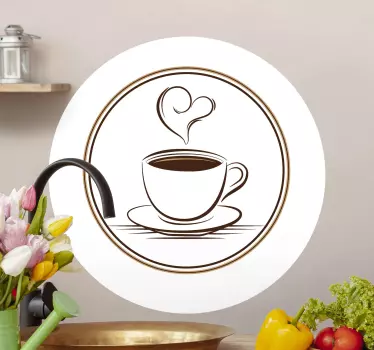 Elegantní šálek kávy se srdcem servisní obtisk - TenStickers