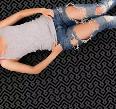 Geometrický šedý podlahový vinylový koberec na podlahu - TenStickers
