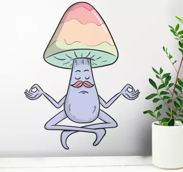 Houba meditace kreslená postavička tapety nálepka - TenStickers