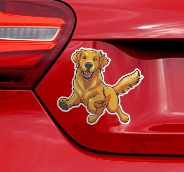 Hravý zlatý retrívr samolepka na auto - TenStickers