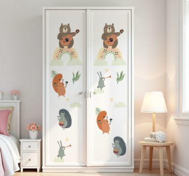 Nábytek nálepka hudební skupina zvířat  - TenStickers