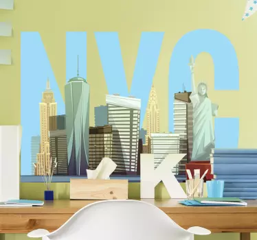 Karikatura nyc skyline new york samolepka na zeď - TenStickers