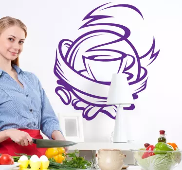 Káva logo kuchyně nálepka - TenStickers