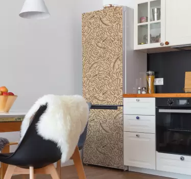 Kávová zrna a listová lednička zábal - TenStickers