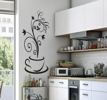Kávové čáry kreslí Kuchyňská nálepka - TenStickers