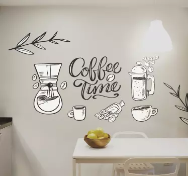 Kávové rostliny a motivy pít nálepku na zeď - TenStickers
