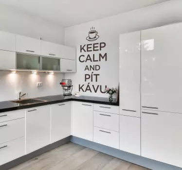 Keep calm and pít kávu kuchyňská nálepka na stěnu - TenStickers