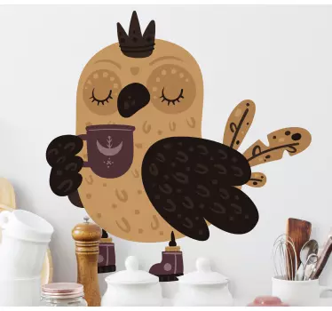 Královská sova s kuchyňskými nálepkami na hrnek na kávu - TenStickers