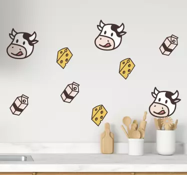 Kresby nálepky na mléko krávy a sýry - TenStickers