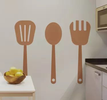 Kuchyňský dřevěný nástroj kuchyňský obtisk - TenStickers
