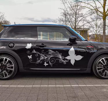Květina a motýl auto nálepky - TenStickers