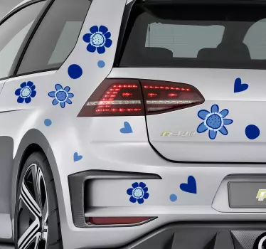 Modré květiny samolepka na auto - TenStickers
