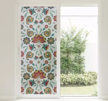 Květinový ornament okenní obtisk - TenStickers