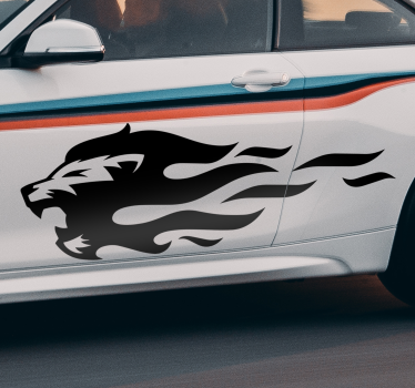 Lev s plameny ohně plameny auto - TenStickers