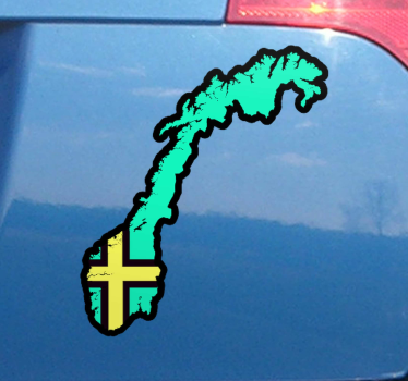 Modrá mapa norska s nálepkou auto vlajky - TenStickers