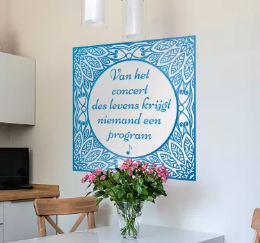 Modrý květinový štítek na zeď s textem - TenStickers