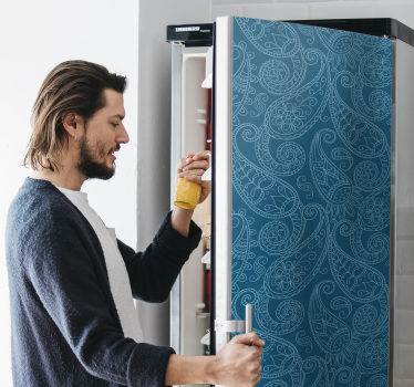 Modrý paisley vzor lednice obtékání obtisk - TenStickers