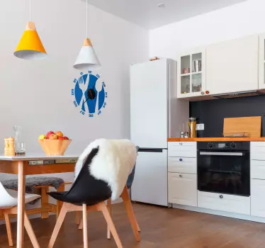 Nálepka kuchyňské příbory nástěnné hodiny - TenStickers