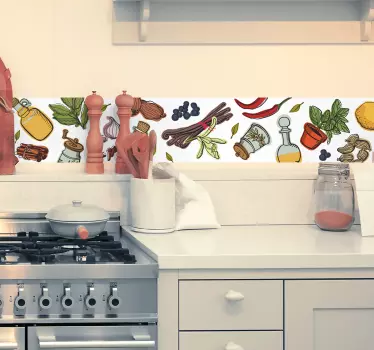 Nálepka na téma kuchyně hraniční jídlo zeď - TenStickers