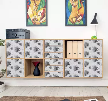 Nálepka porcelánového umění černobílého nábytku - TenStickers