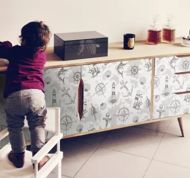Námořní maják s nálepkou na kompasový nábytek - TenStickers